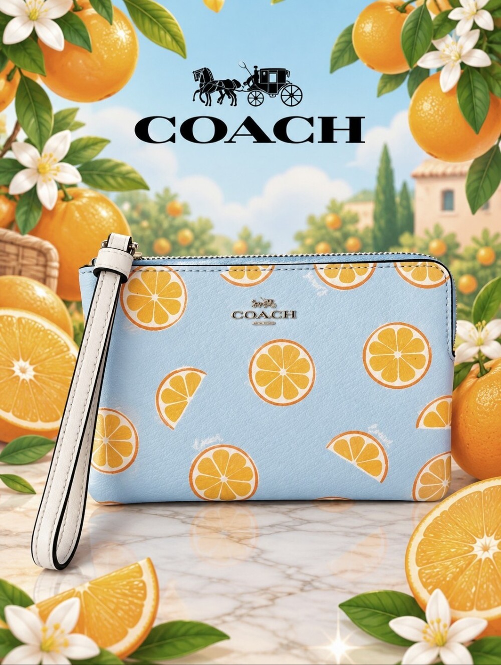 Coach Orange Slice Wristlet
